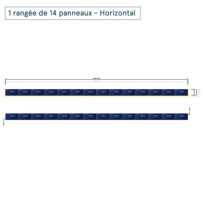 Disposition en 1 rangée de 14 panneaux horizontaux